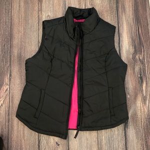 Adorable black and pink puffer vest